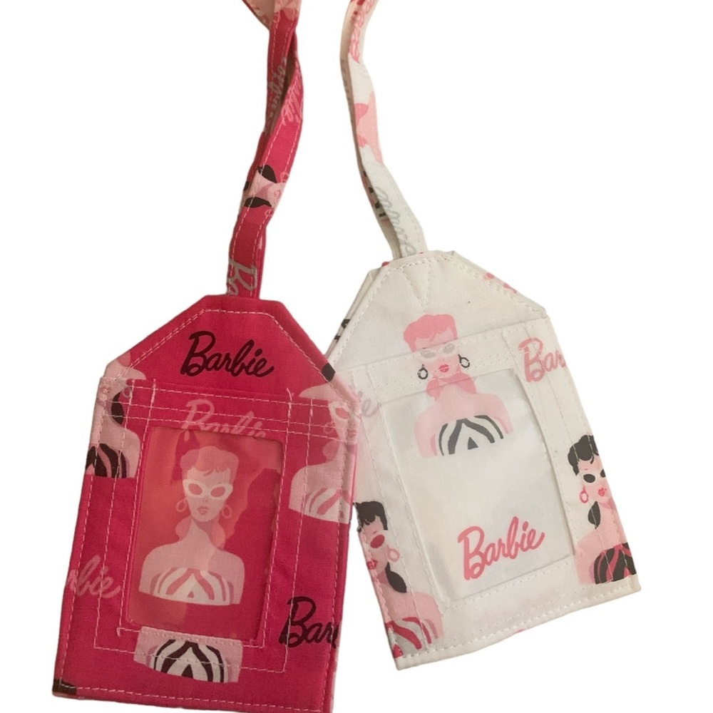 Barbie luggage tags cotton hand made USA set 2 great summer travel gift